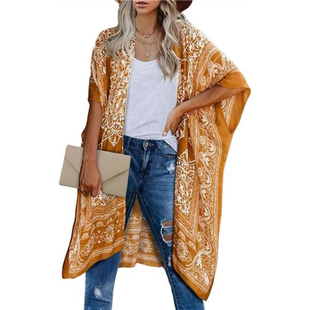 Women's Soft Boho Kimono Cardigans Beach Swimsuit Cover Ups